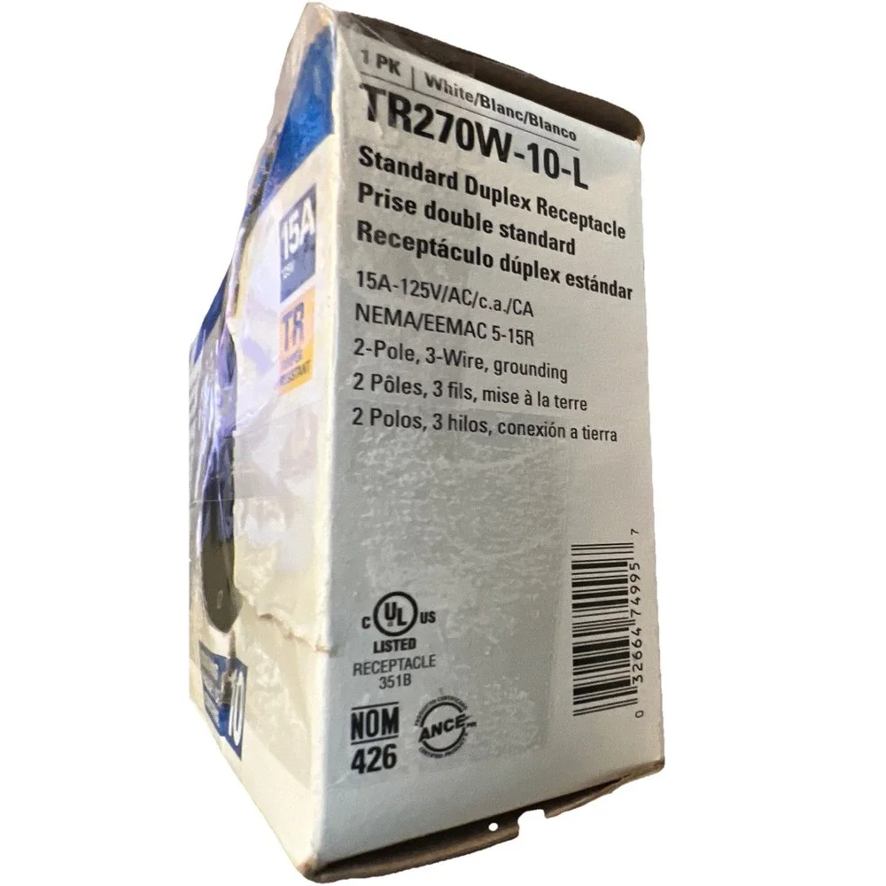 Eaton TR270W-L Outlet Duplex Receptacle 15A 125V White Tamper Resistant (9)
